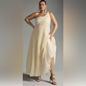 Anthropology LET ME BE PLEATED One Shoulder flowy dress
